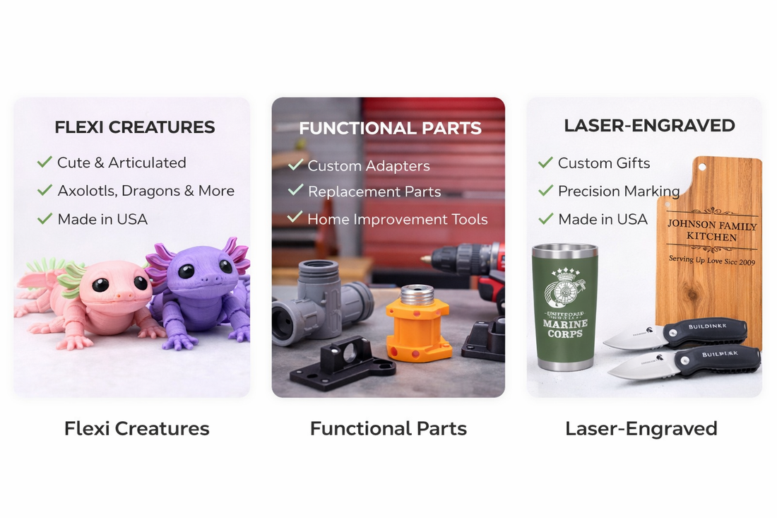 BuildInk™ 3D Studio: From Flexi Creatures to Functional Parts and Laser Engraving