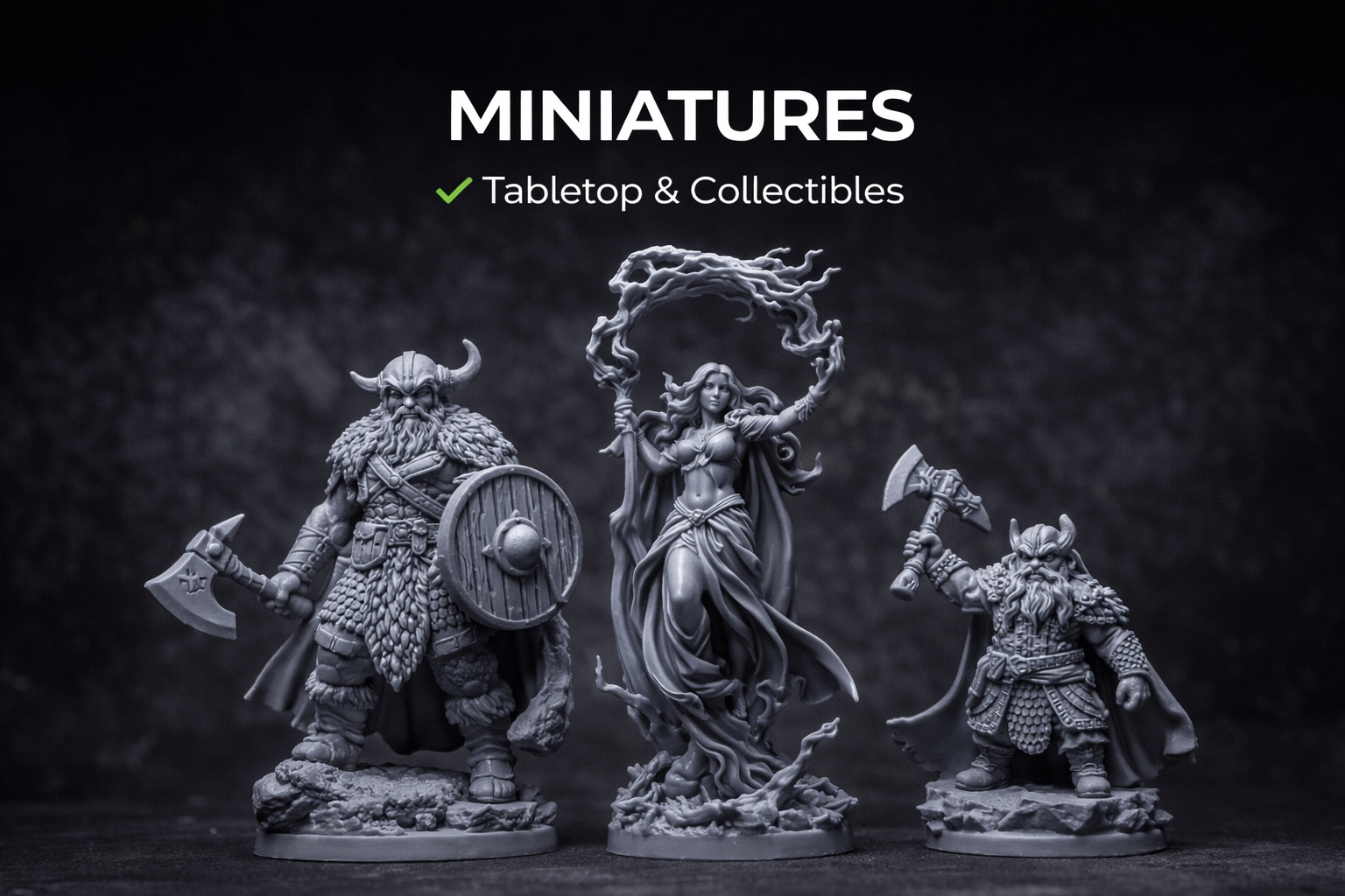 resin 3D printed miniatures tabletop RPG figures 32mm and 75mm unpainted fantasy models for collectors and painters BuildInk