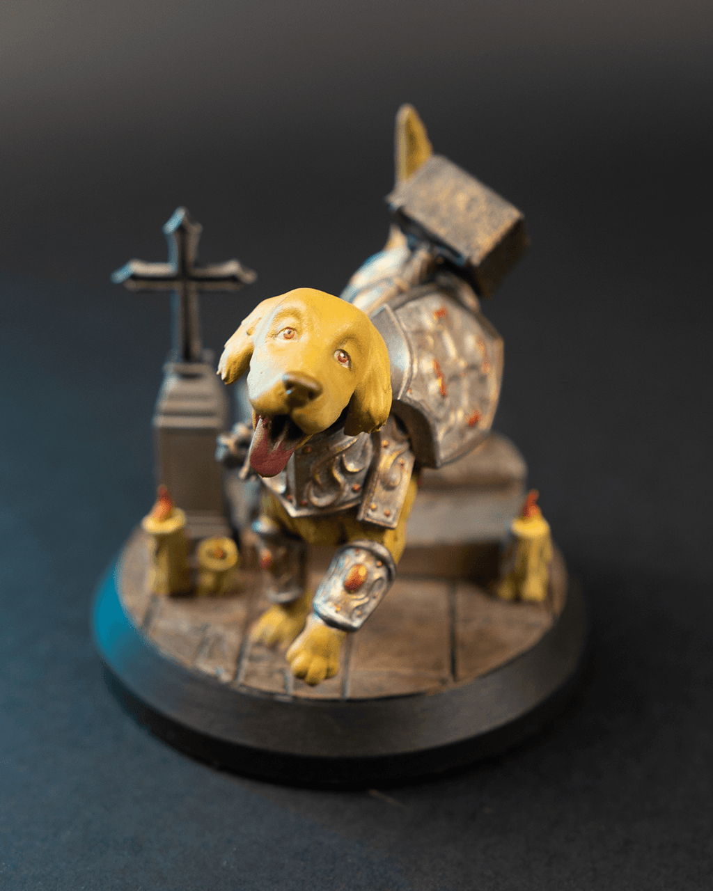 BuildInk 3D Printed Dog Paladin Miniature – 75mm Fantasy Resin Model with Scenic Base – Unpainted Gray for Painting – Tabletop RPG & Collector Display