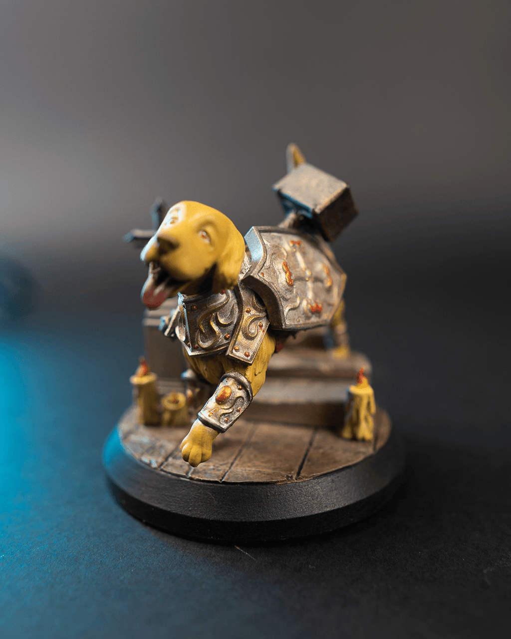 BuildInk 3D Printed Dog Paladin Miniature – 75mm Fantasy Resin Model with Scenic Base – Unpainted Gray for Painting – Tabletop RPG & Collector Display