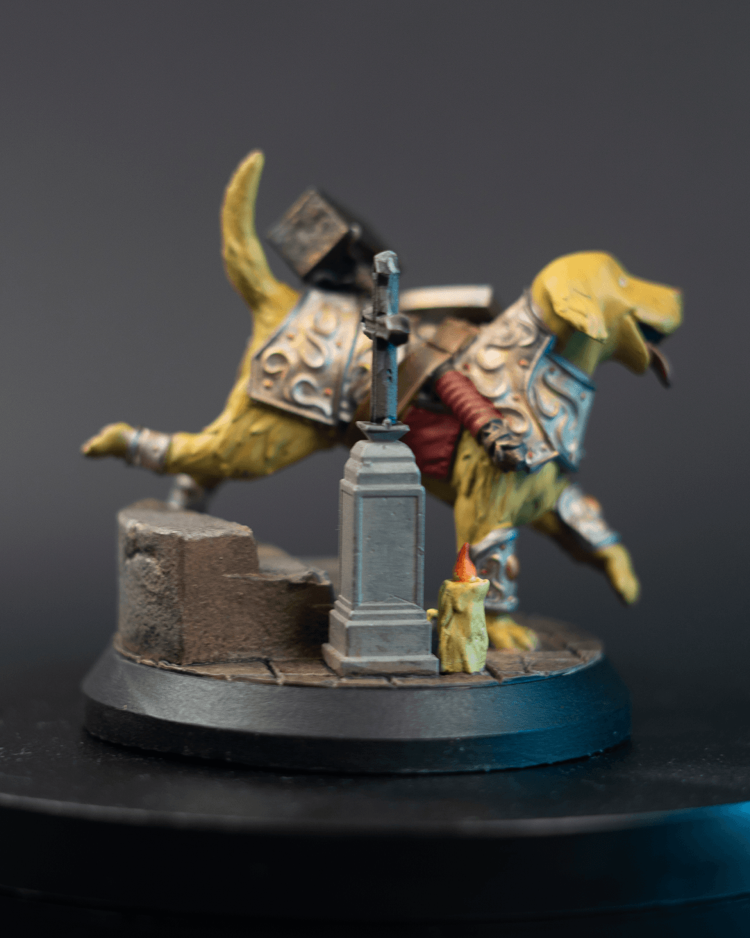 BuildInk 3D Printed Dog Paladin Miniature – 75mm Fantasy Resin Model with Scenic Base – Unpainted Gray for Painting – Tabletop RPG & Collector Display