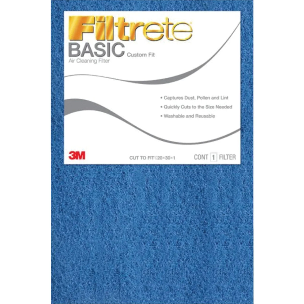 1 PK, Filtrete 20 In. x 30 In. x 1 In. 100 MPR Basic Custom Fit Trimmable Air Filter