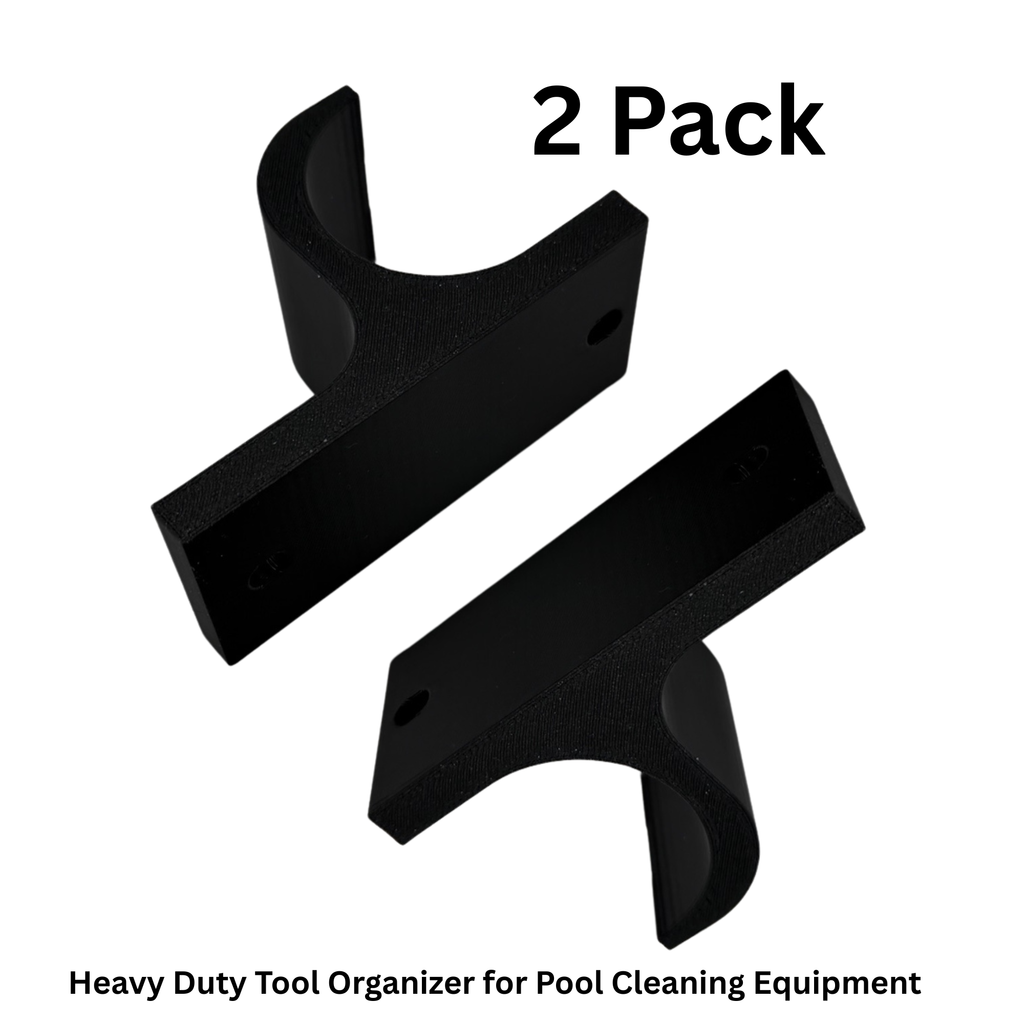 Pool Pole Holder Wall Mount – 2 Pack – Heavy Duty Tool Organizer for Pool Cleaning Equipment – Fits Standard Poles – Indoor/Outdoor Storage