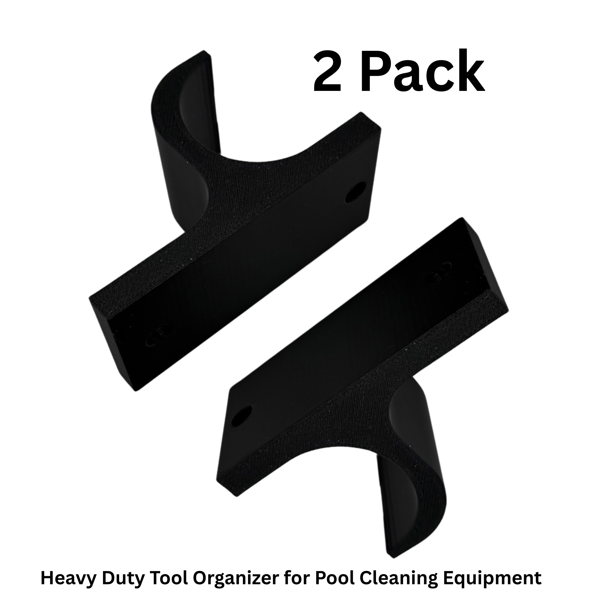Pool Pole Holder Wall Mount – 2 Pack – Heavy Duty Tool Organizer for Pool Cleaning Equipment – Fits Standard Poles – Indoor/Outdoor Storage