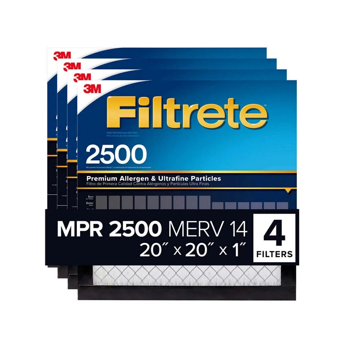 2500 Series Filtrete 1" Filter, 20 x 20 x 1 (Pack of 4)