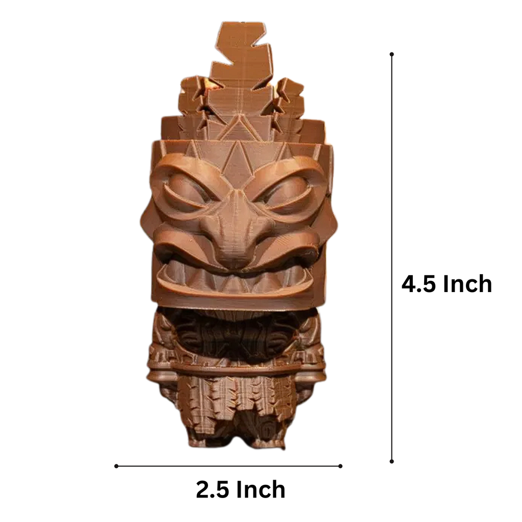 3D Printed Tribal Figurine Set – Tiki Totem + Warrior Statue – Desk Decor Collectibles – 2 Pack (4.5")