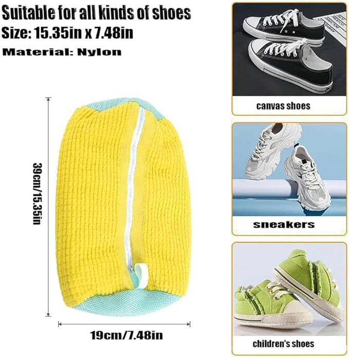 Reusable Shoe Washing Bag for All Types and Sizes of Shoes (1pc Yellow)