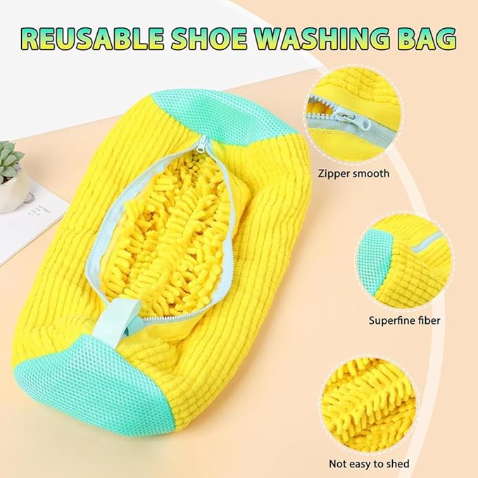 Reusable Shoe Washing Bag for All Types and Sizes of Shoes (1pc Yellow)