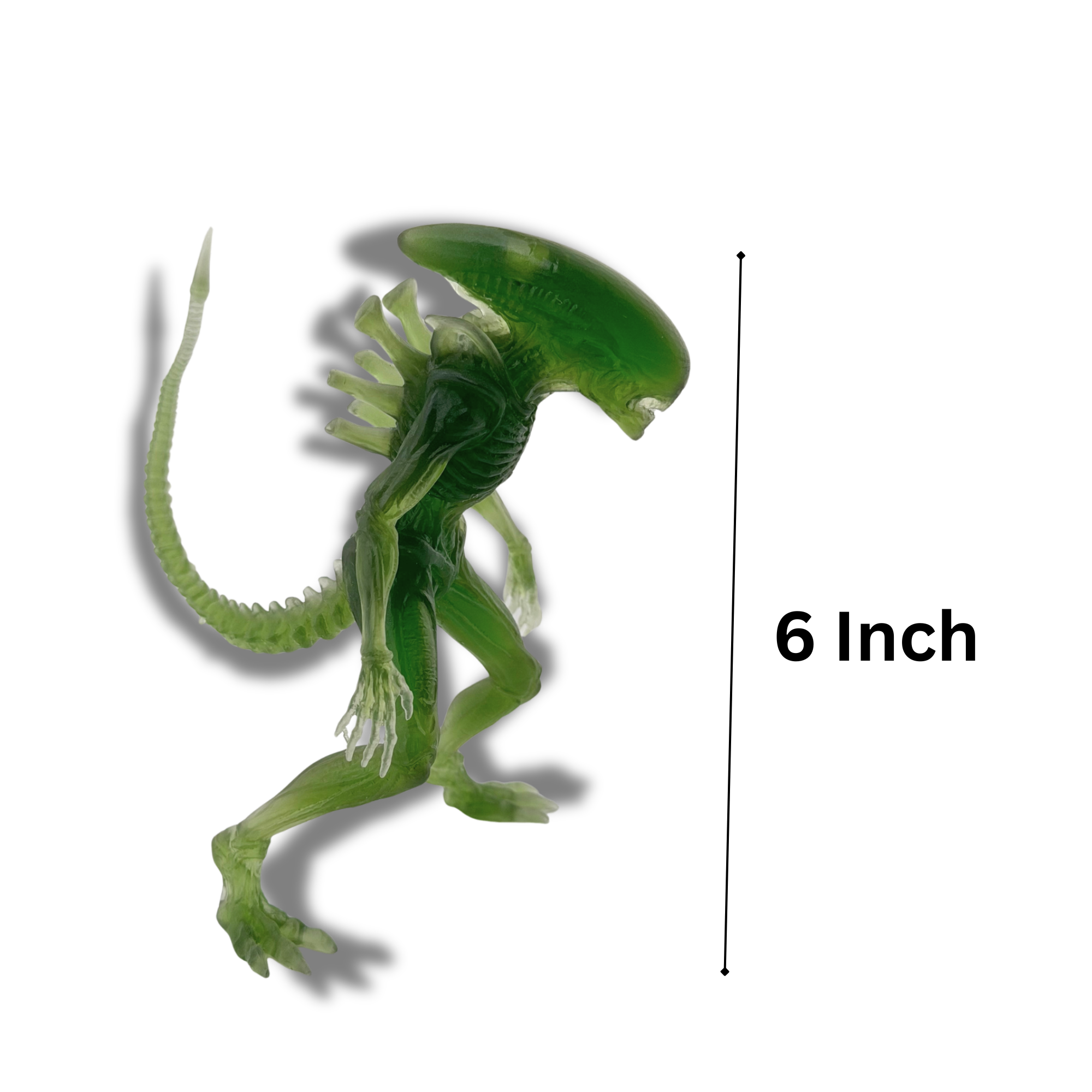 6 Inch Alien Xenomorph Figure Translucent Green Collectible Display Statue Sci-Fi Monster Decor
