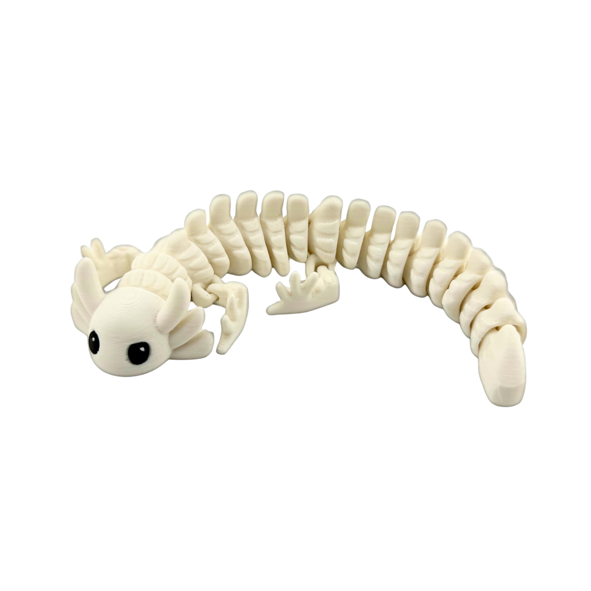 BuildInk Articulated Axolotl White 8 Inch 3D Printed Flexible Figure