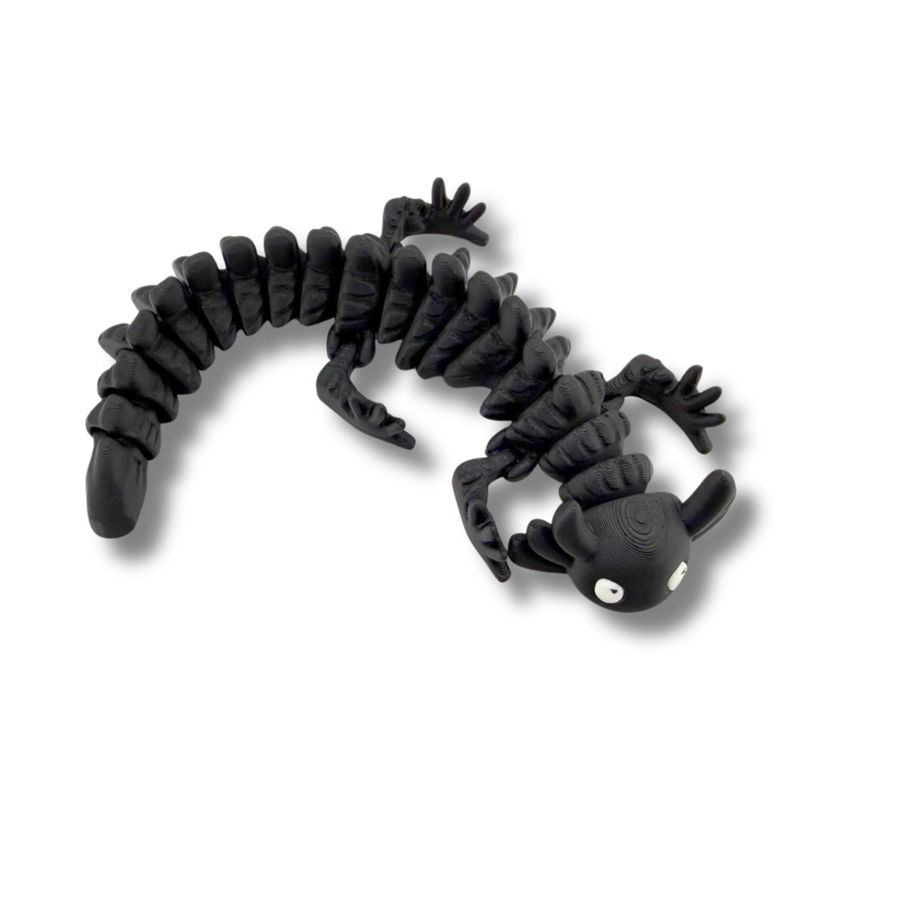 BuildInk Articulated Axolotl Black 8 Inch 3D Printed Flexible Figure