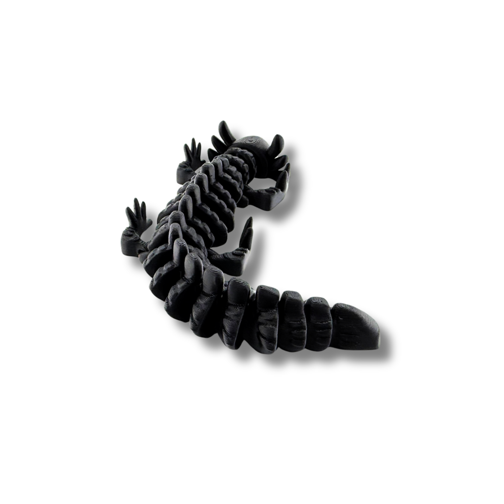 BuildInk Articulated Axolotl Black 8 Inch 3D Printed Flexible Figure