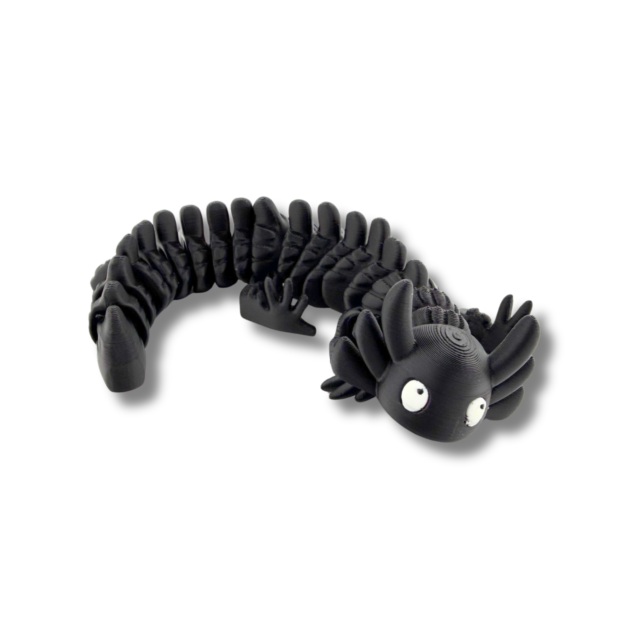 BuildInk Articulated Axolotl Black 8 Inch 3D Printed Flexible Figure