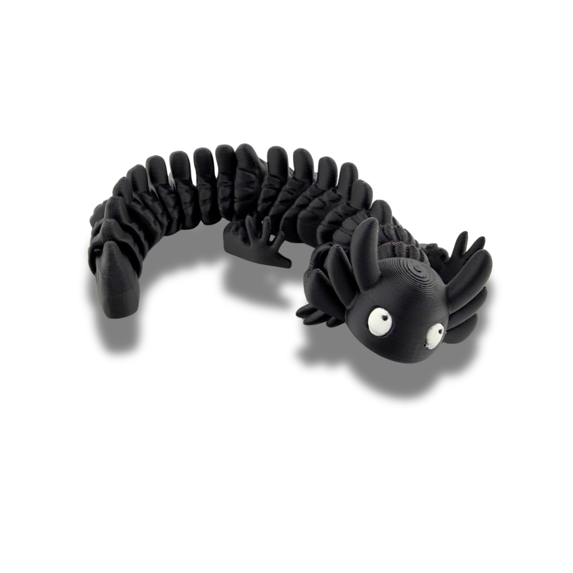 BuildInk Articulated Axolotl Black 8 Inch 3D Printed Flexible Figure