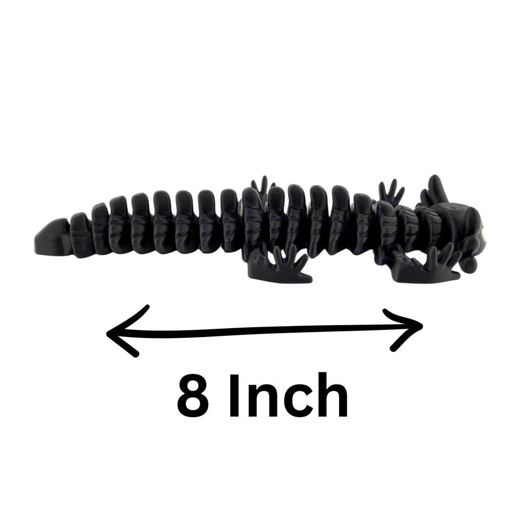 BuildInk Articulated Axolotl Black 8 Inch 3D Printed Flexible Figure