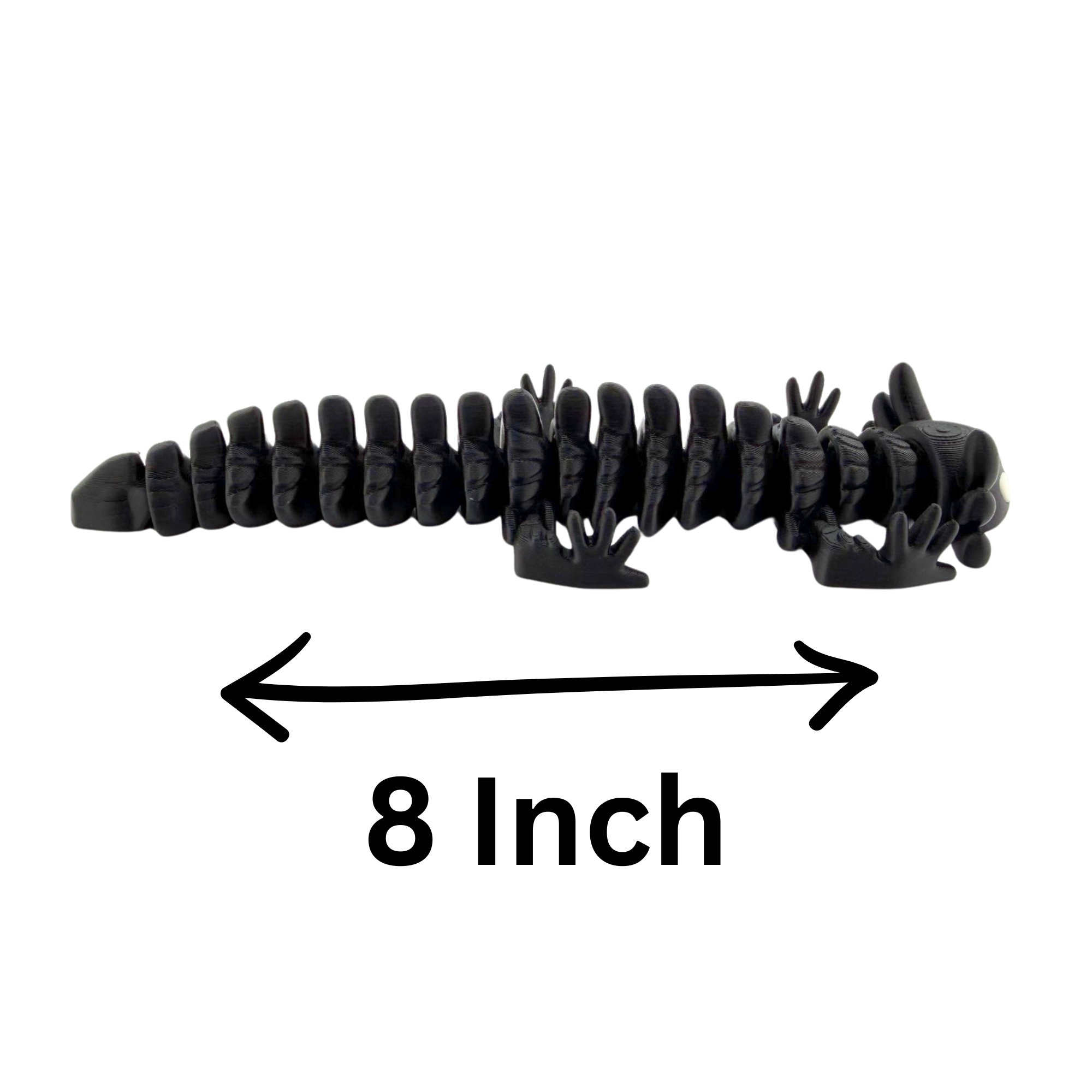 BuildInk Articulated Axolotl Black 8 Inch 3D Printed Flexible Figure