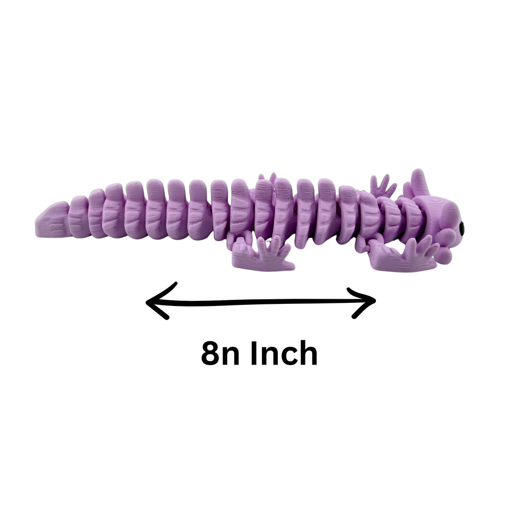 BuildInk Articulated Axolotl Purple 8 Inch 3D Printed Flexible Figure
