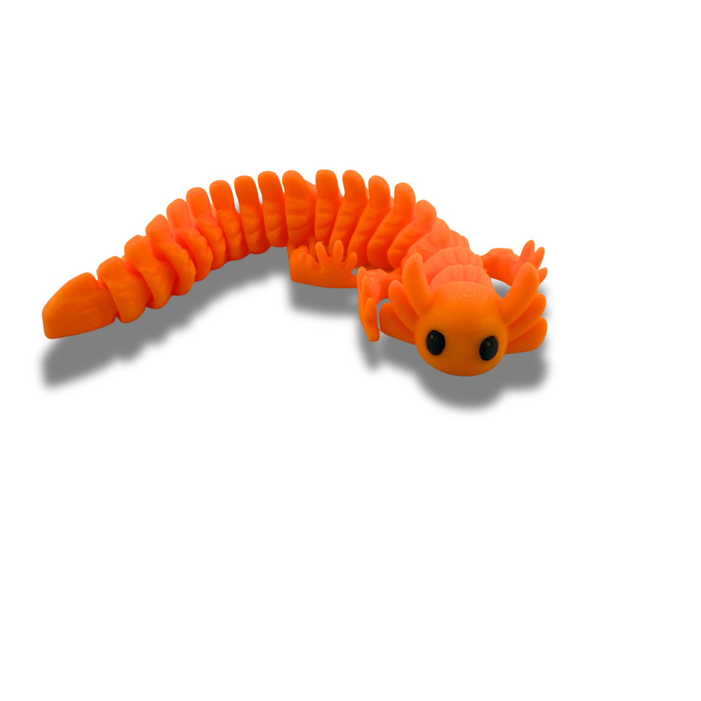BuildInk Articulated Axolotl Orange 8 Inch 3D Printed Flexible Figure