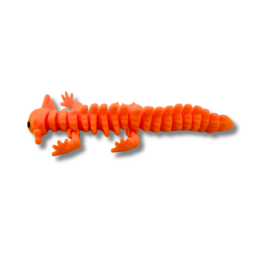 BuildInk Articulated Axolotl Orange 8 Inch 3D Printed Flexible Figure