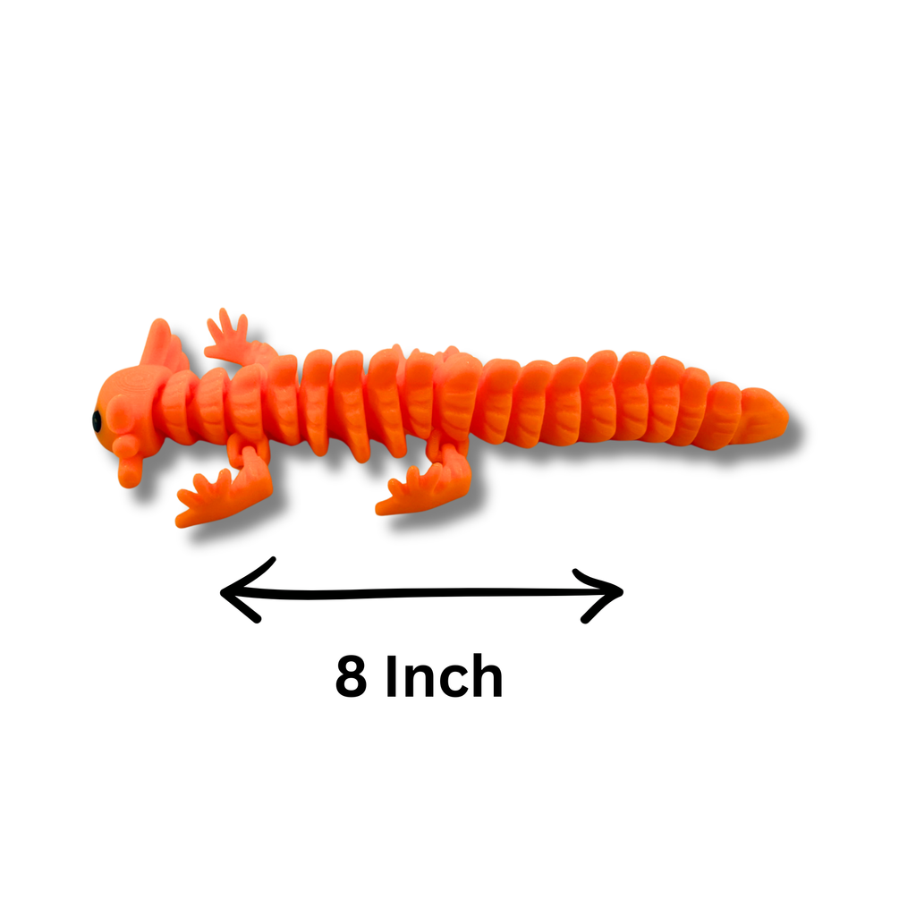 BuildInk Articulated Axolotl Orange 8 Inch 3D Printed Flexible Figure