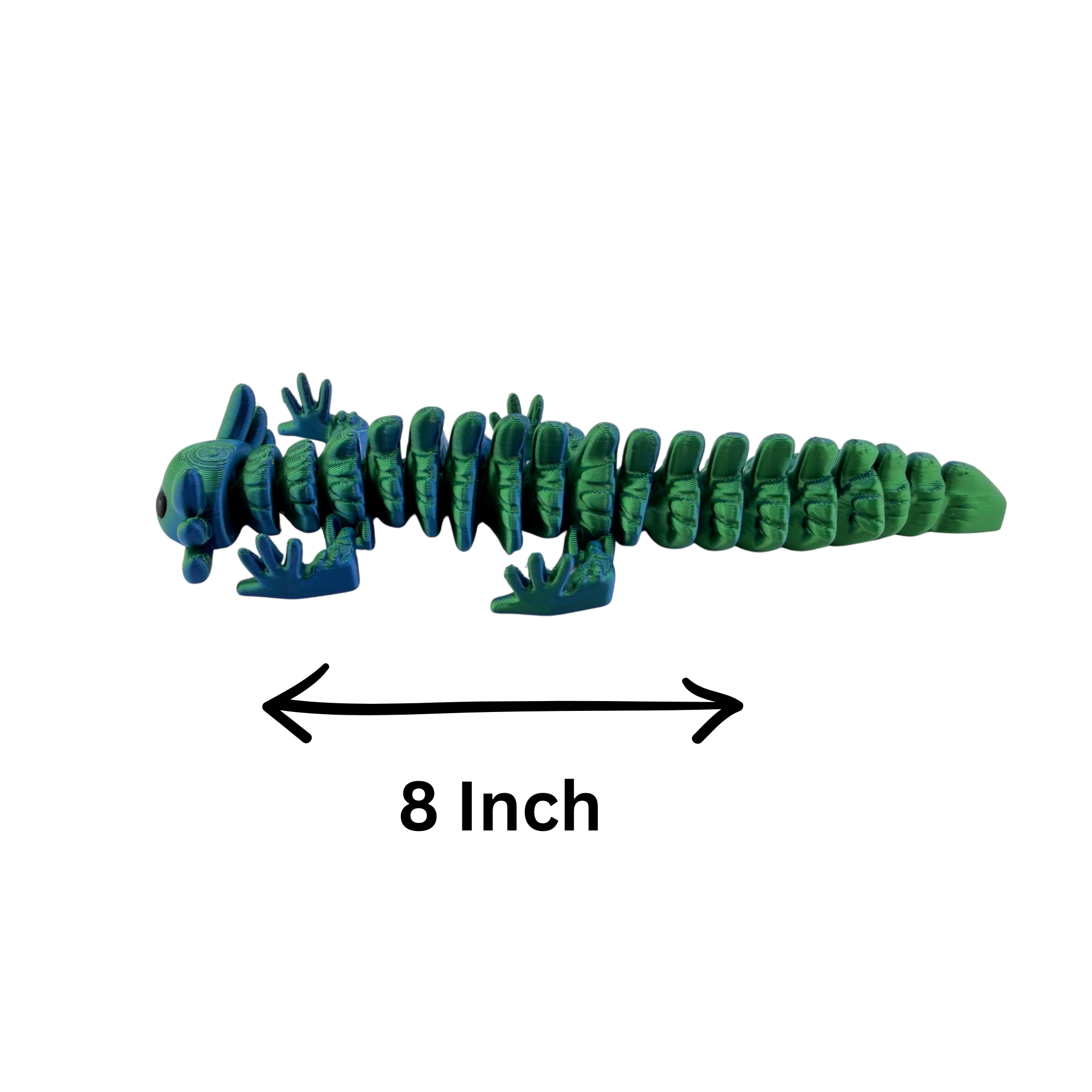 BuildInk Articulated Axolotl Blue Green Multicolor 8 Inch 3D Printed Flexible Figure