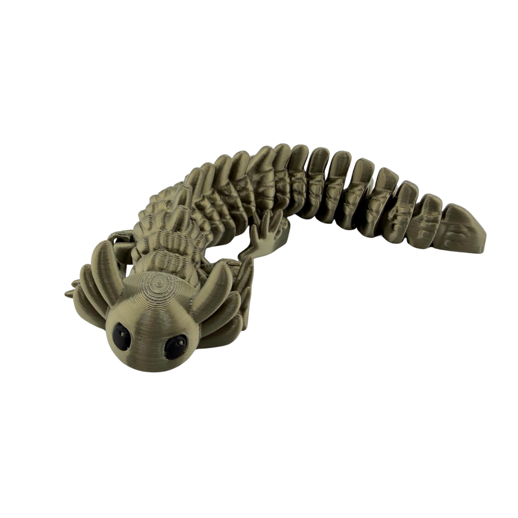 BuildInk Articulated Axolotl Tan 8 Inch 3D Printed Flexible Figure
