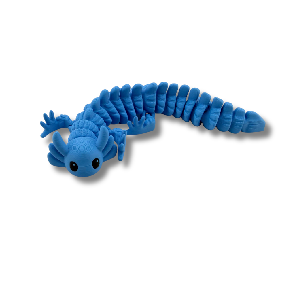 BuildInk Articulated Axolotl Blue 8 Inch 3D Printed Flexible Figure