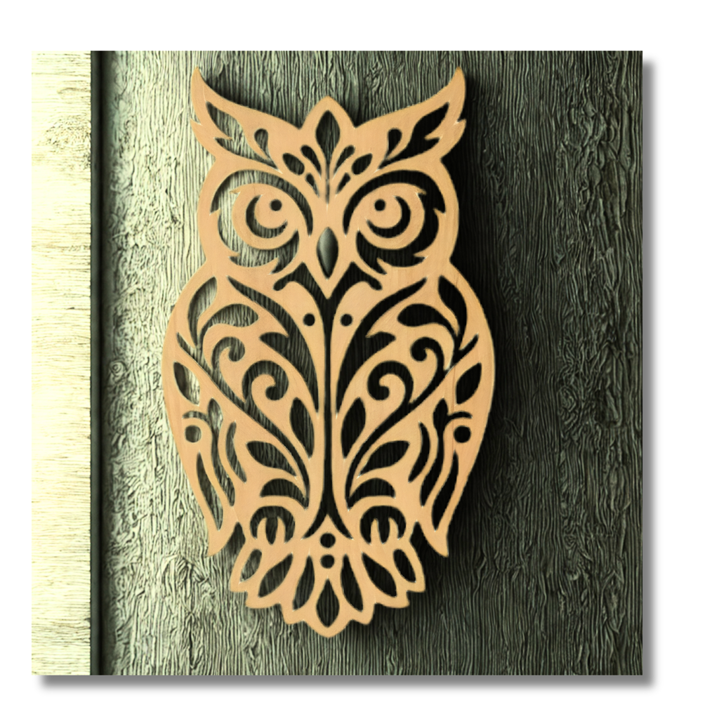 Laser Cut Owl Wall Art – 9.9" Wooden Cutout Decor – Classic Owl Sign Accent
