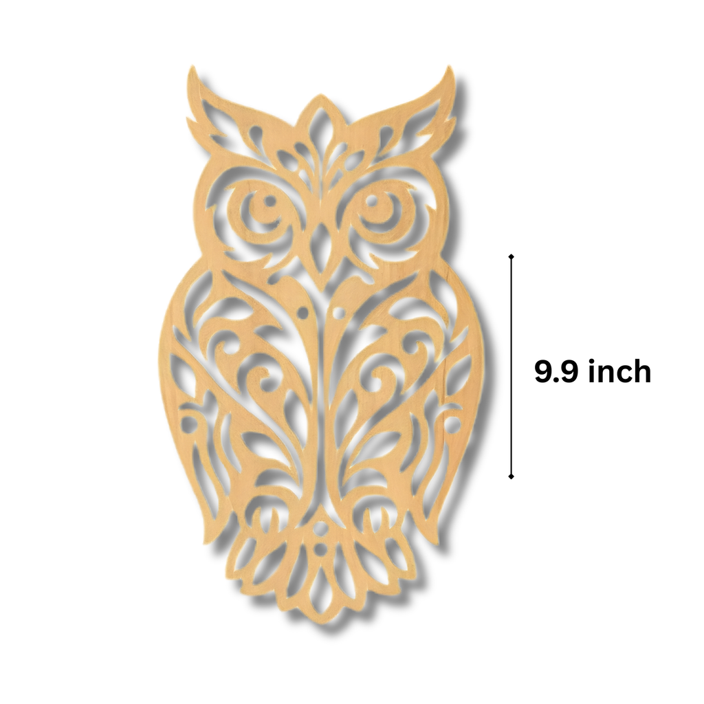Laser Cut Owl Wall Art – 9.9" Wooden Cutout Decor – Classic Owl Sign Accent