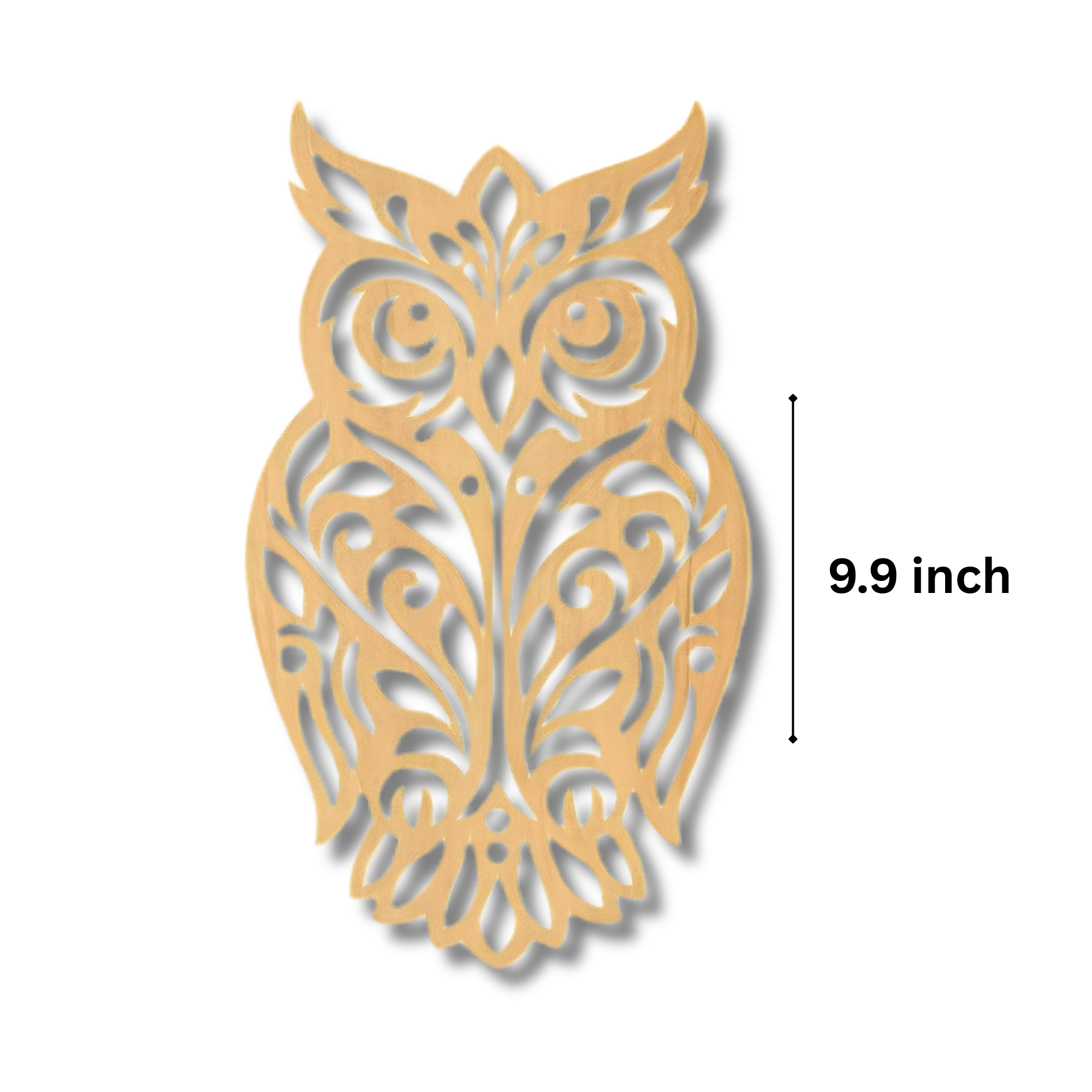 Laser Cut Owl Wall Art – 9.9" Wooden Cutout Decor – Classic Owl Sign Accent