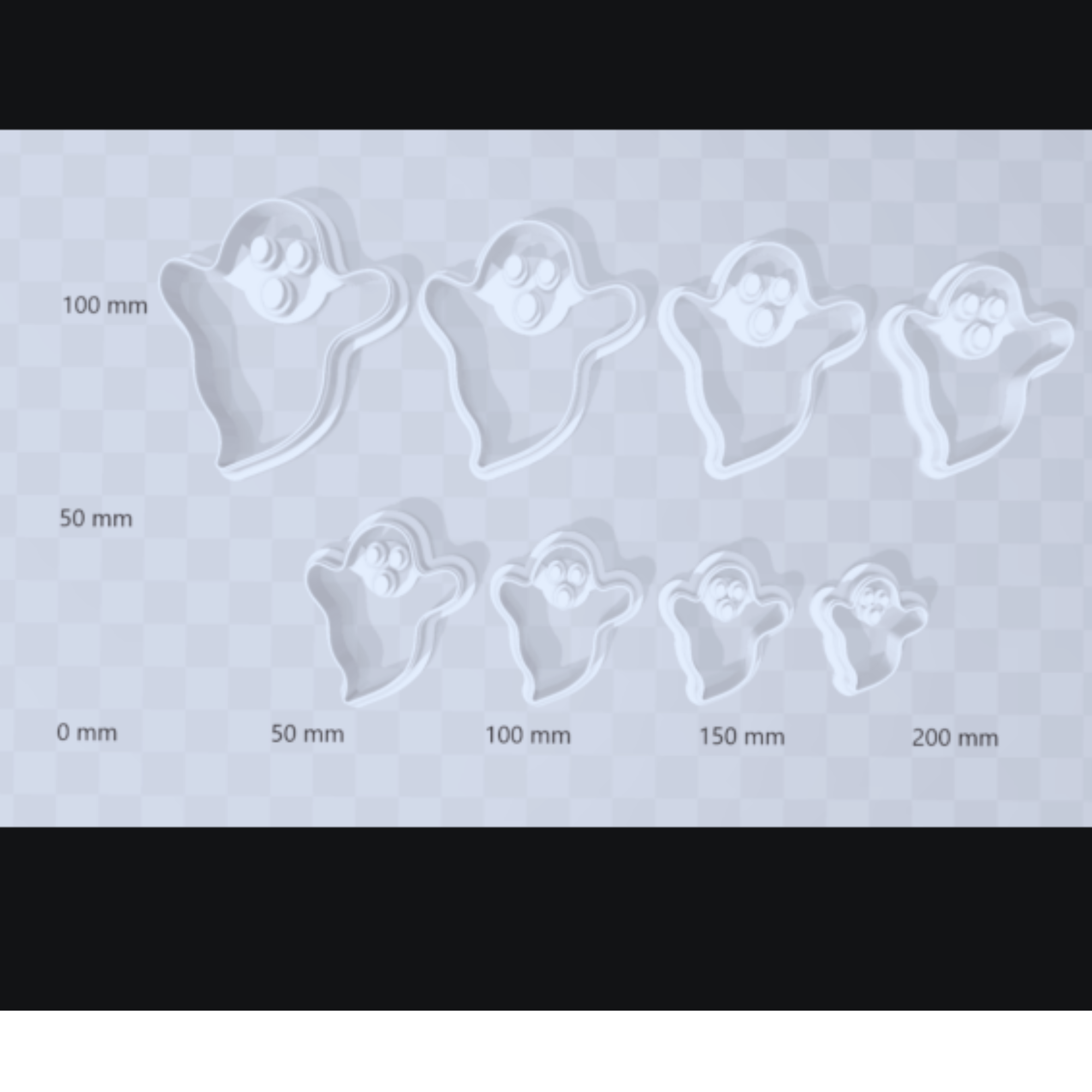 BuildInk™ Ghost 7 Clay Cutter Set – 7-Piece + FREE Bonus 20 mm Mini (8 Total) | Polymer Clay/Fondant Cutters | 3D Printed, Made to Order