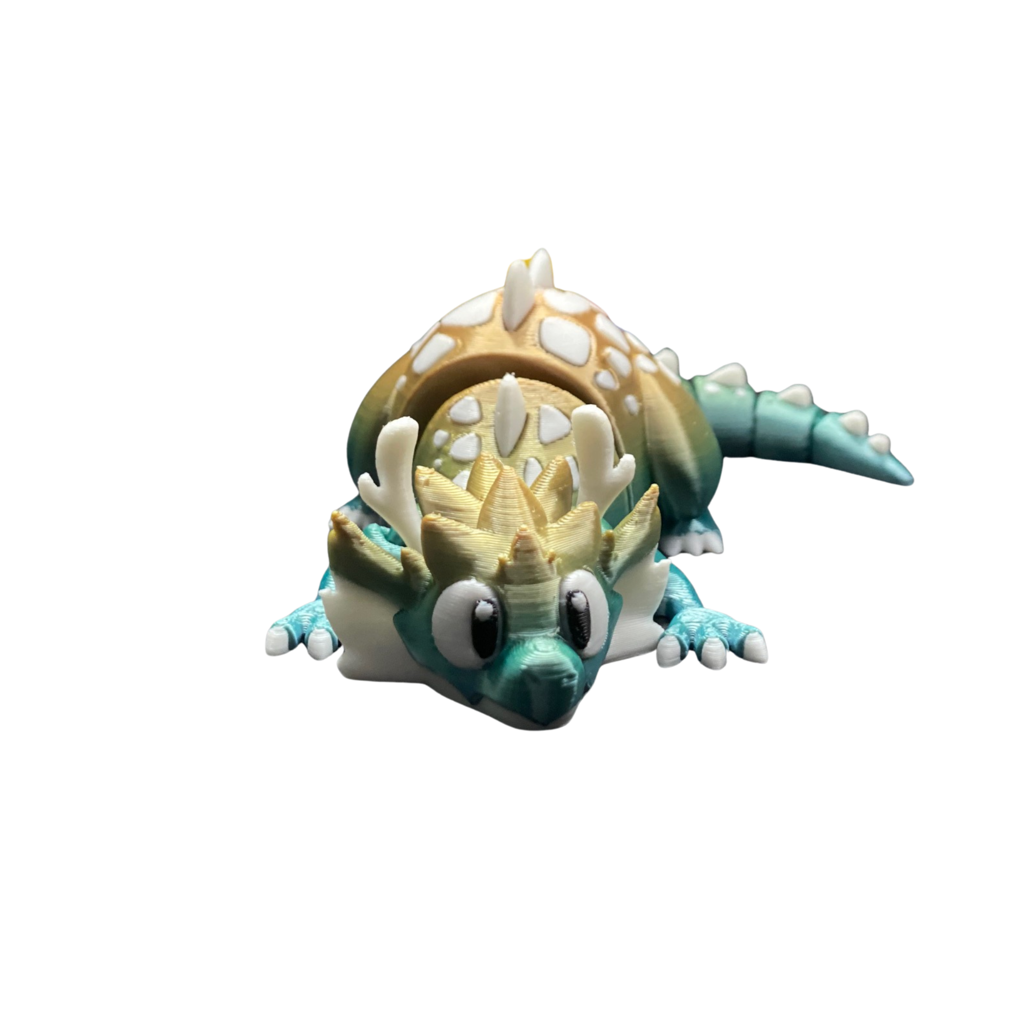 BuildInk Articulated Baby Dragon Fidget Toy - 3D Printed Flexi Silk Gold Green 6"