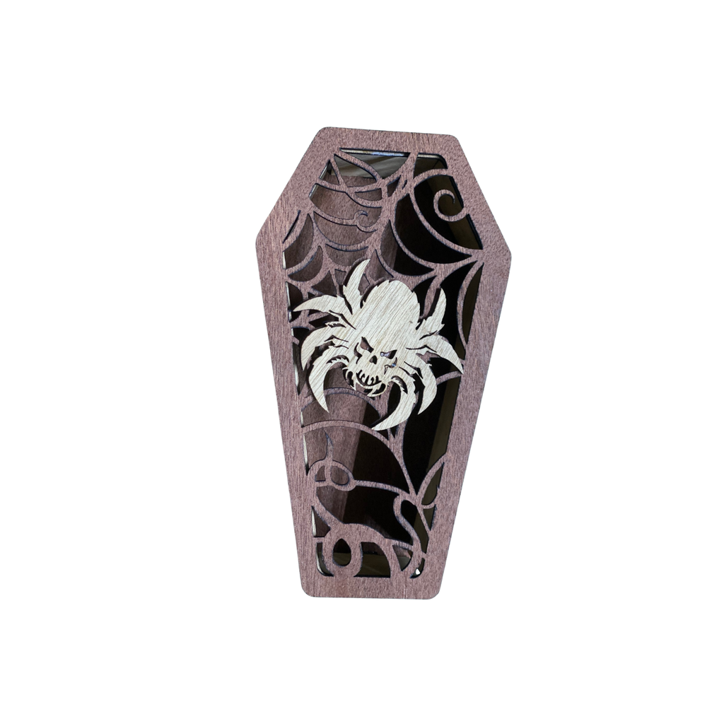 🕷️ Laser-Engraved Wooden Storage Box - Spider Web Dice / Miniature Case 🎲