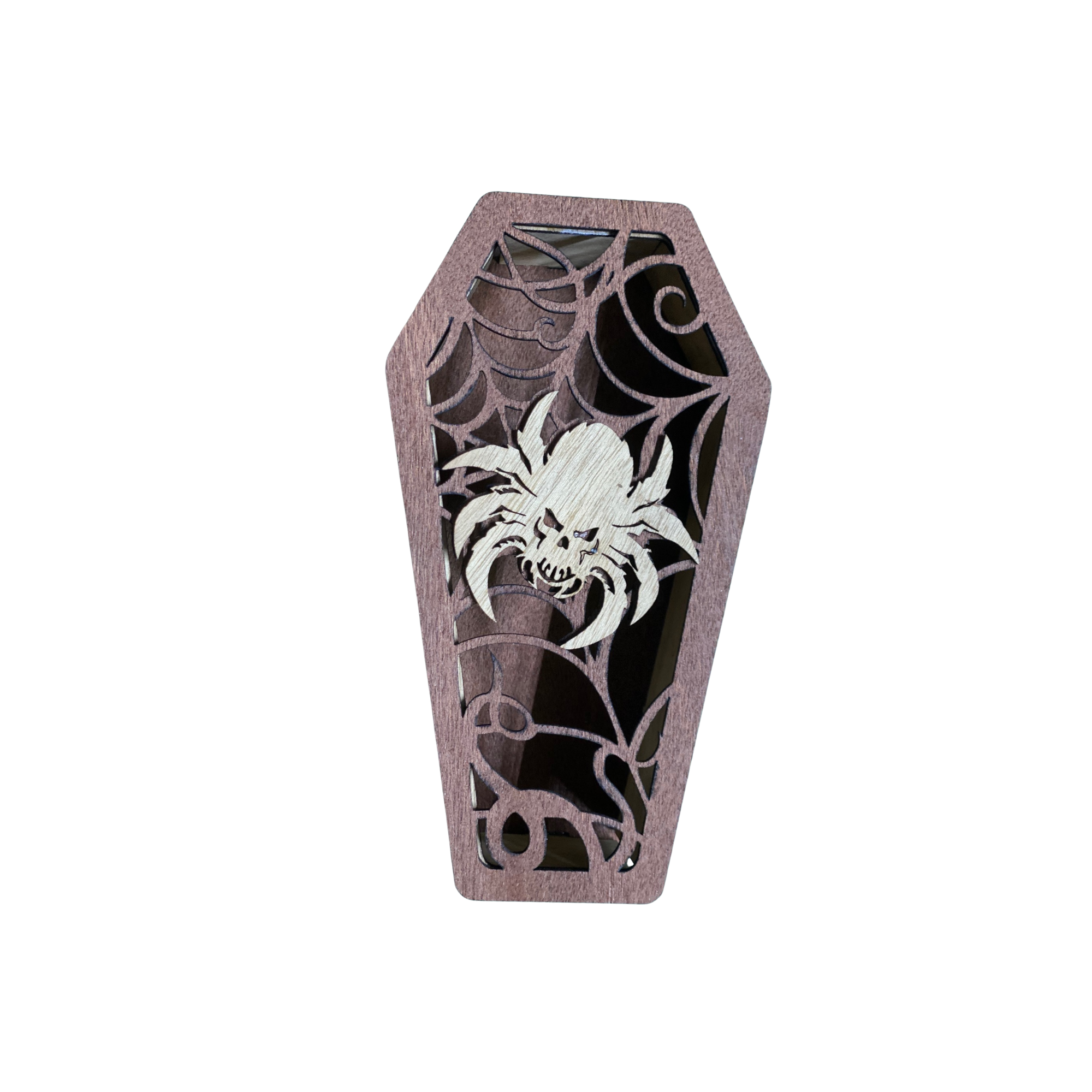 🕷️ Laser-Engraved Wooden Storage Box - Spider Web Dice / Miniature Case 🎲