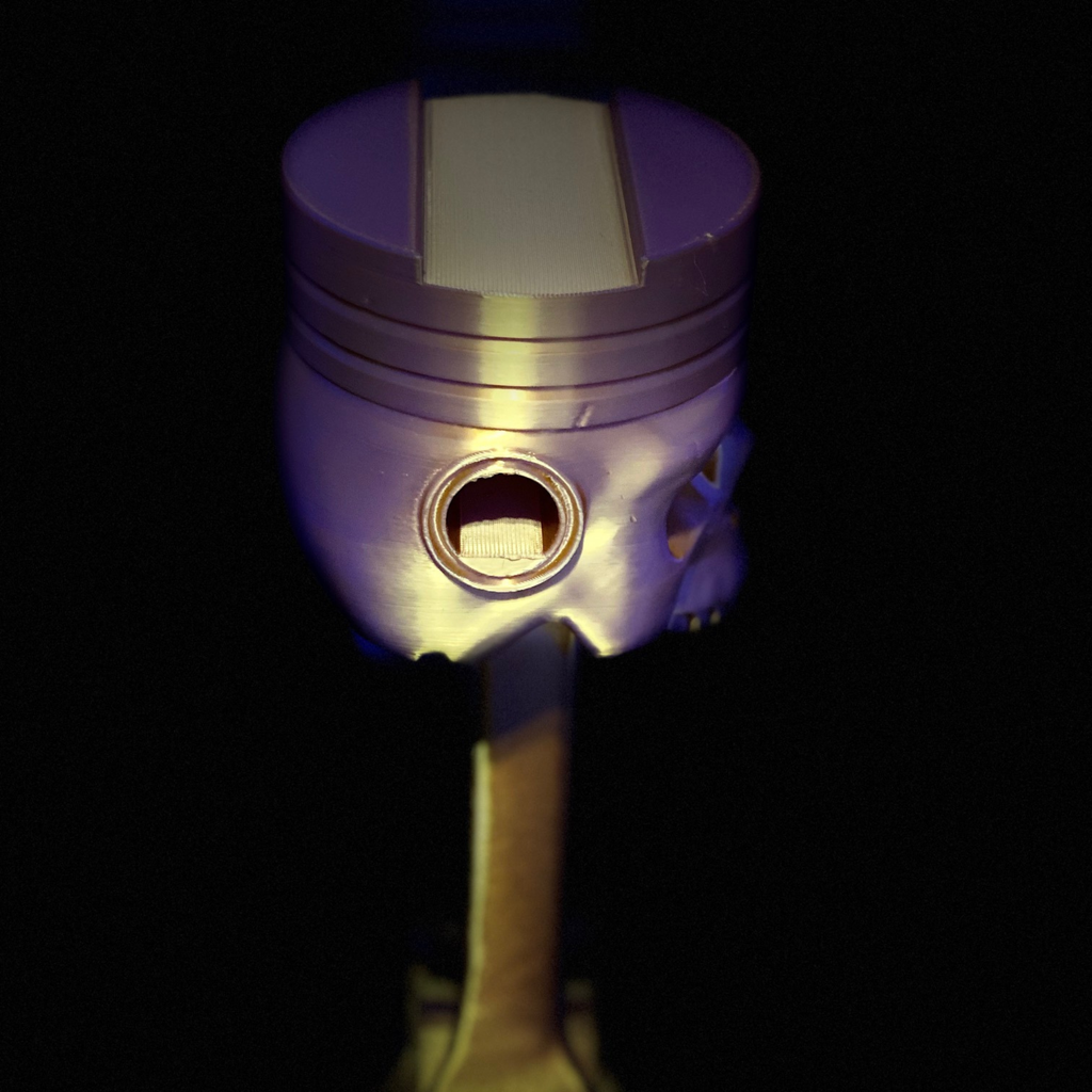 Metallic Gold Skull Piston Headphone Stand | Gaming Headset Holder | Unique Desk Decor/Man Cave Trophy