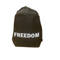 FREEDOM Backpack – Black Canvas School Bag with White Bold Print – Durable & Lightweight