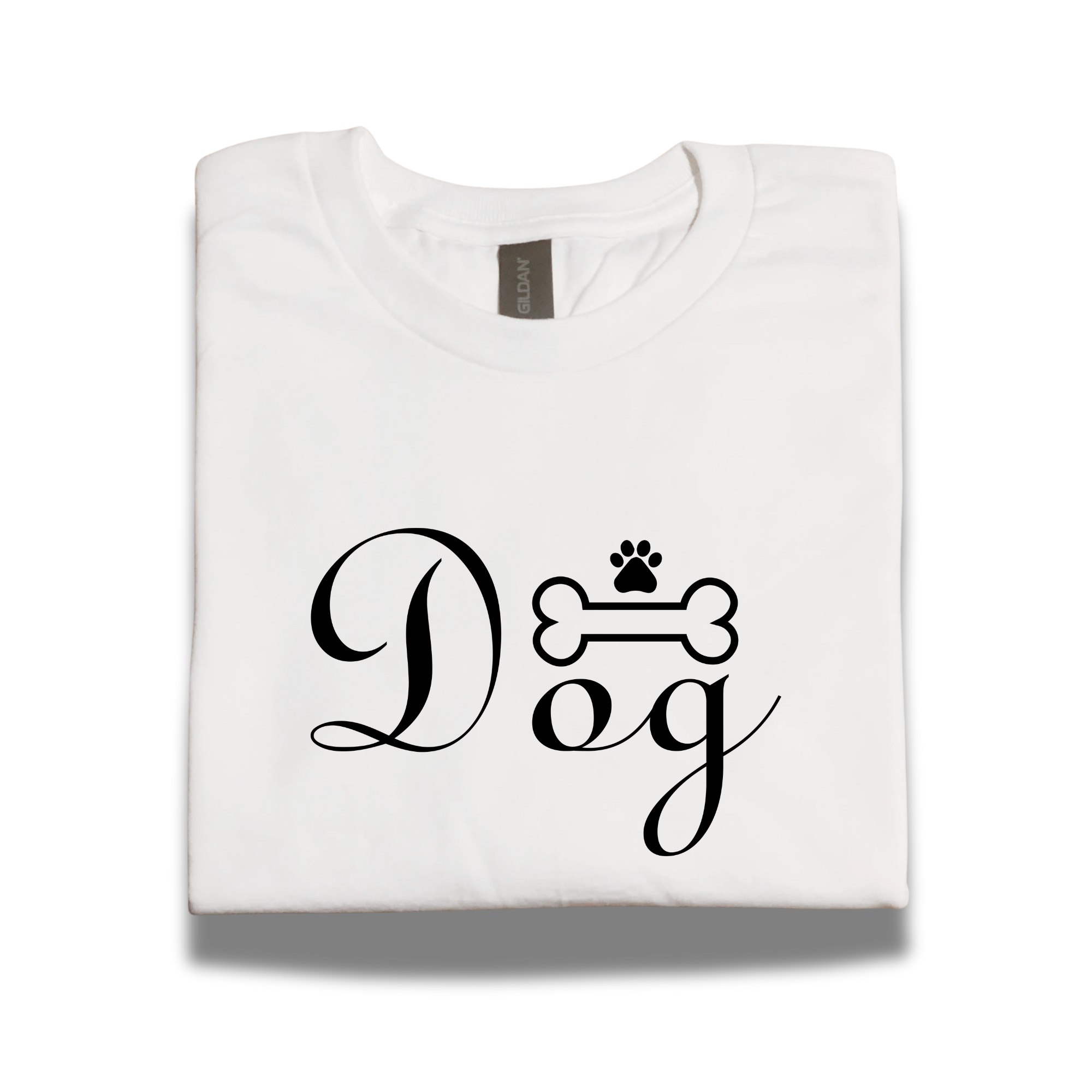 Dog Graphic T-Shirt – White Tee with Black Vinyl Print – Pet Lovers Gift – Unisex Sizes S–3XL