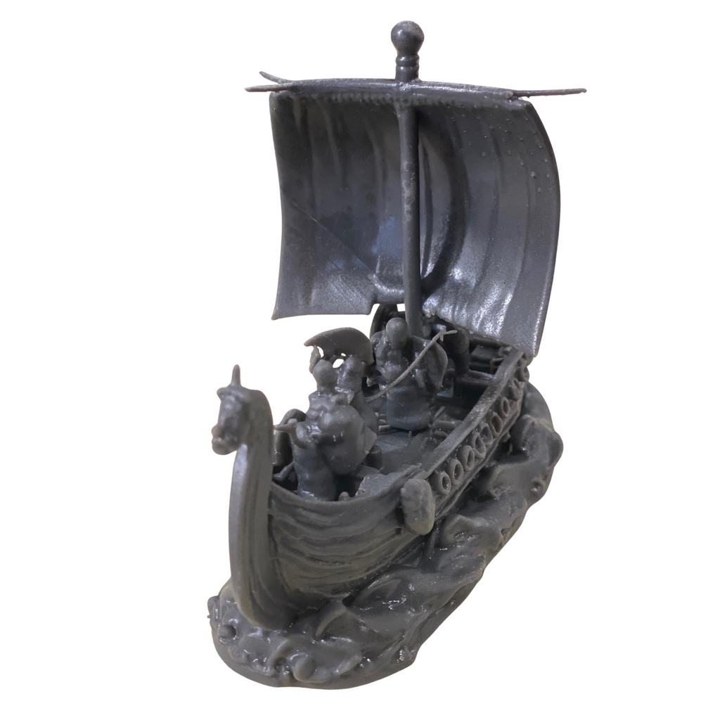 Unpainted Resin Viking Longship Miniature – 3D Printed Collectible – Ready to Paint