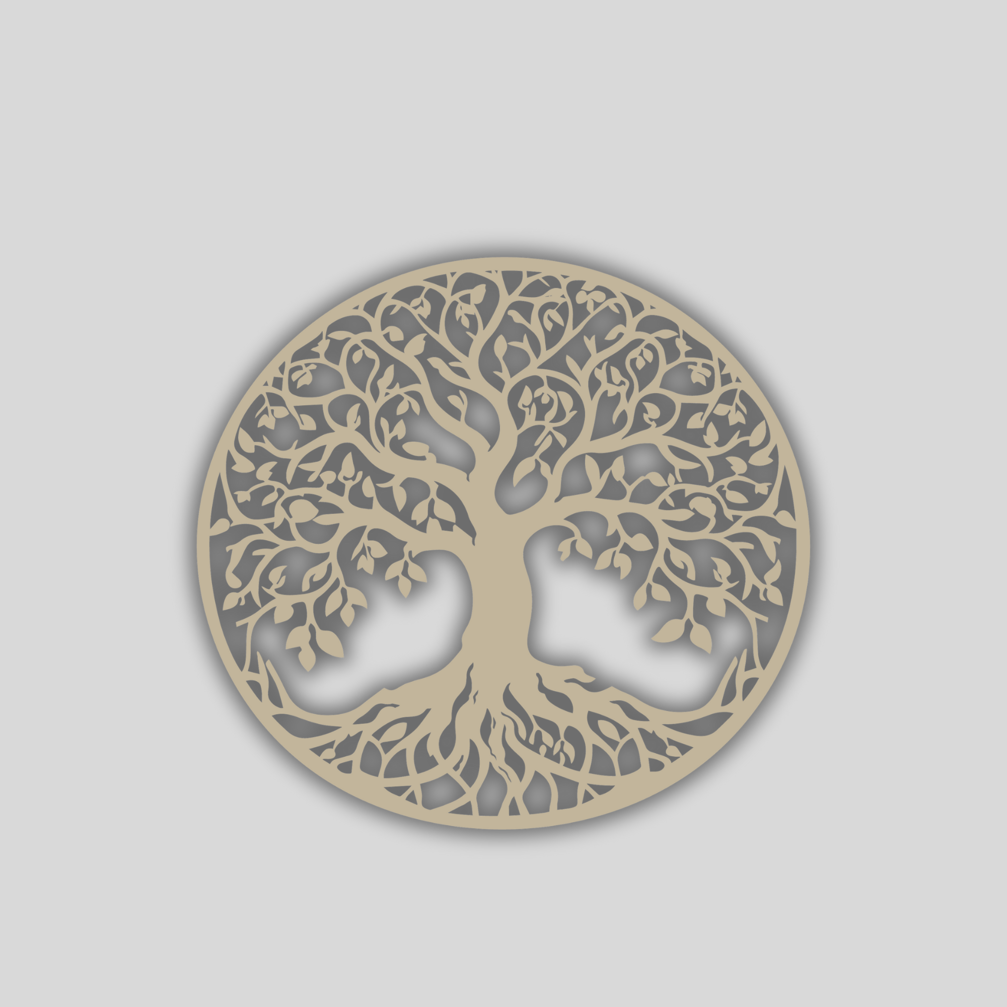 Unpainted Wooden Tree of Life Wall Art – 11.5 Inch Round – 3.5mm Thick Laser Cut Natural Wood