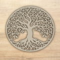 Unpainted Wooden Tree of Life Wall Art – 11.5 Inch Round – 3.5mm Thick Laser Cut Natural Wood