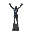 6x2 Black Resin Boxing Champion Mini Statue – Victory Pose on Base