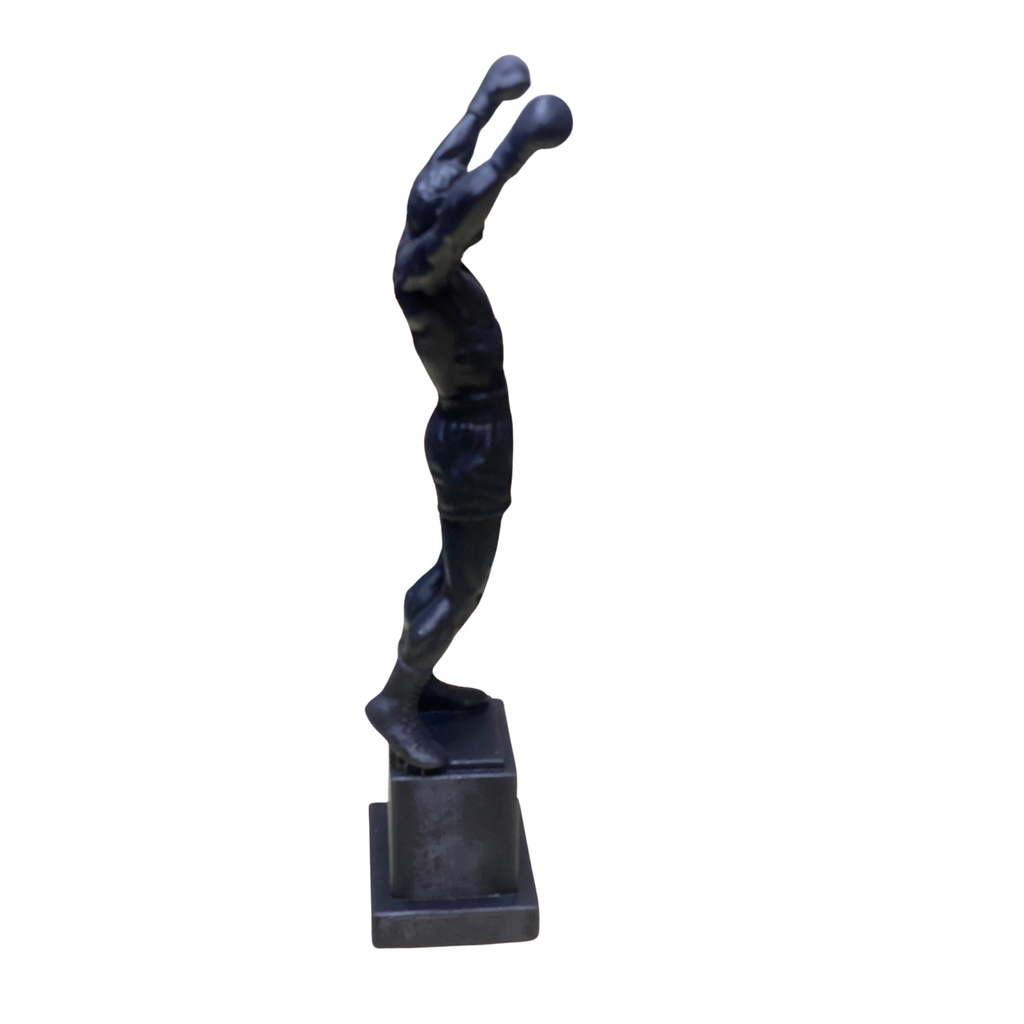 6x2 Black Resin Boxing Champion Mini Statue – Victory Pose on Base