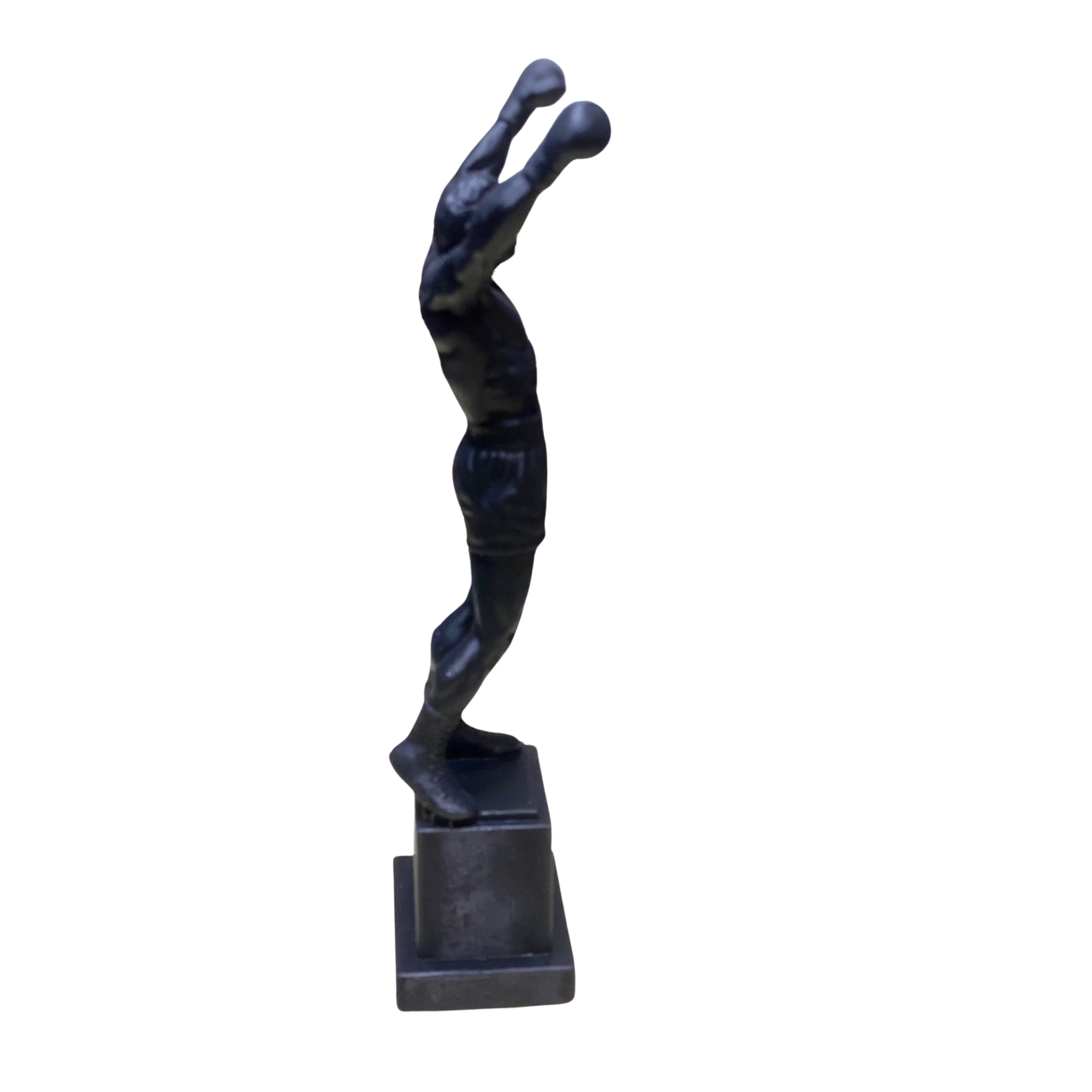6x2 Black Resin Boxing Champion Mini Statue – Victory Pose on Base