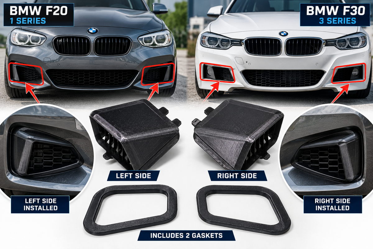 BMW F20 F30 Air Intake Scoop Grille Set – Left & Right with Gaskets – Black