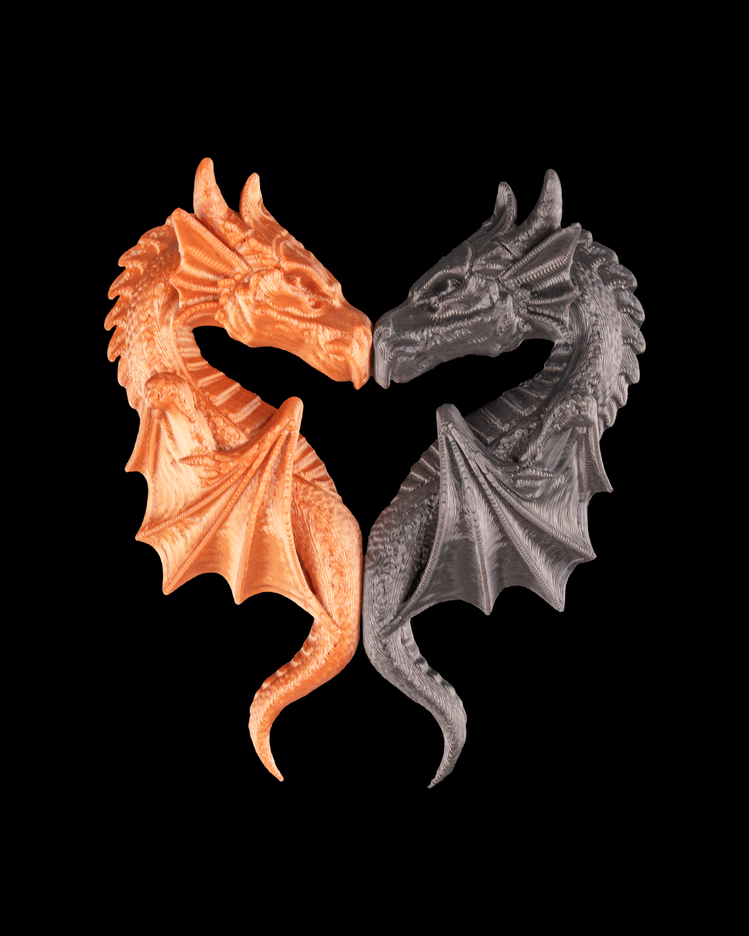 Bonded by Fire Dragon Pendant Necklace – 3D Printed Fantasy Dragon Jewelry – Gothic Mythical Necklace – Unisex