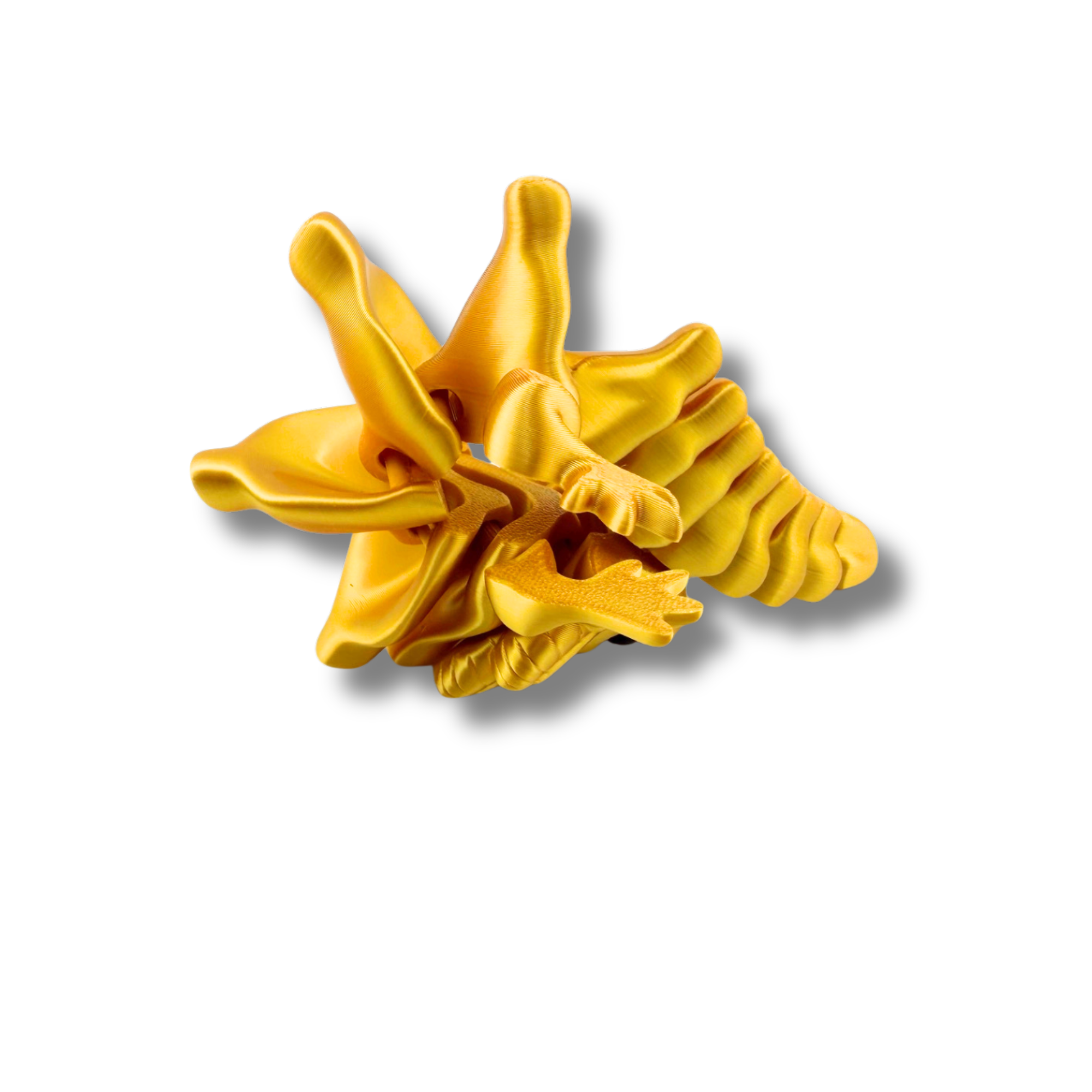 BuildInk 7.5" Articulated Dragon Gold 3D Printed Flexible Collectible Figure