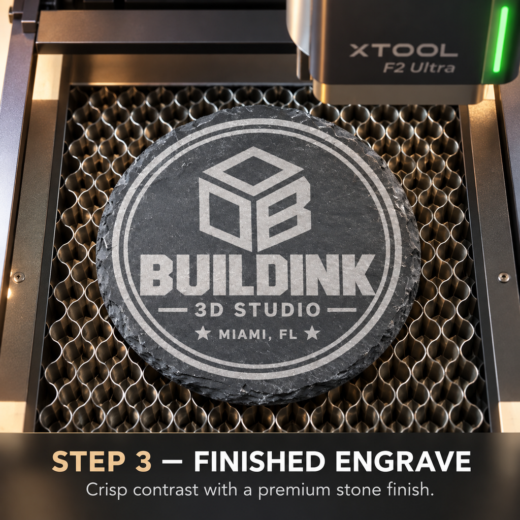 Custom Engraved Slate Coasters – Personalized Business Logo, Round or Square
