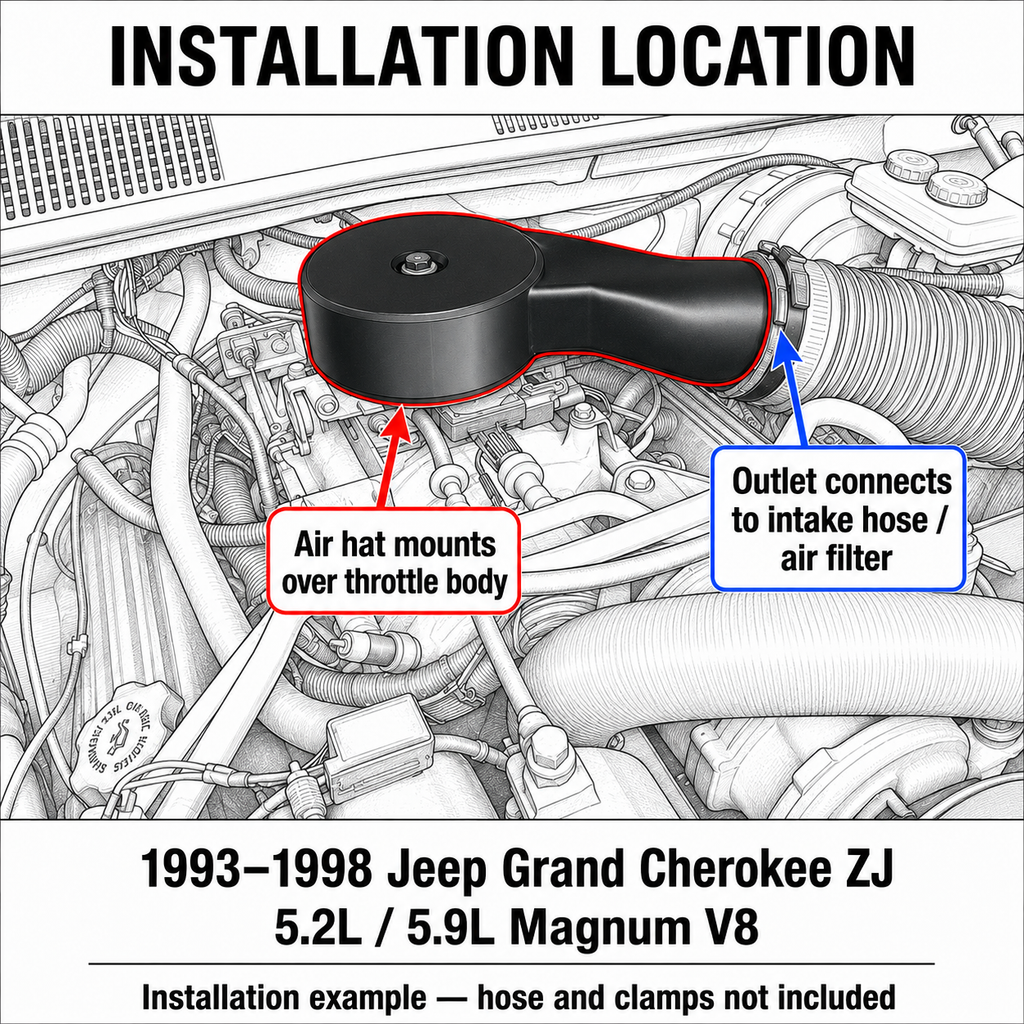 1993-98 Jeep Grand Cherokee ZJ 5.2L 5.9L Holley Throttle Body Air Hat ASA