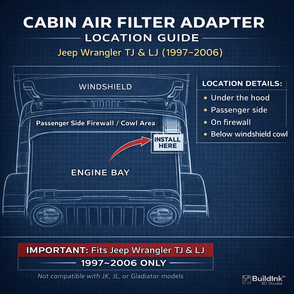 3D Printed Cabin Air Filter Adapter for Jeep Wrangler TJ/LJ