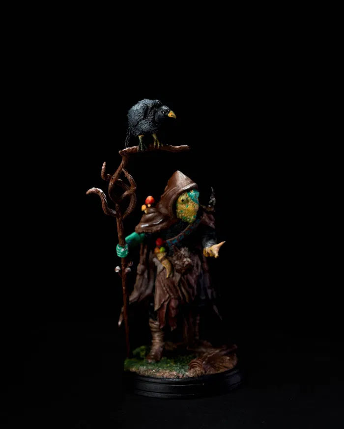 BuildInk 3D Printed Lizardfolk Druid Miniature – 75mm Resin Fantasy Model – Unpainted Gray